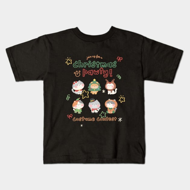 Christmas Pawty Kids T-Shirt by LuLuLu Design